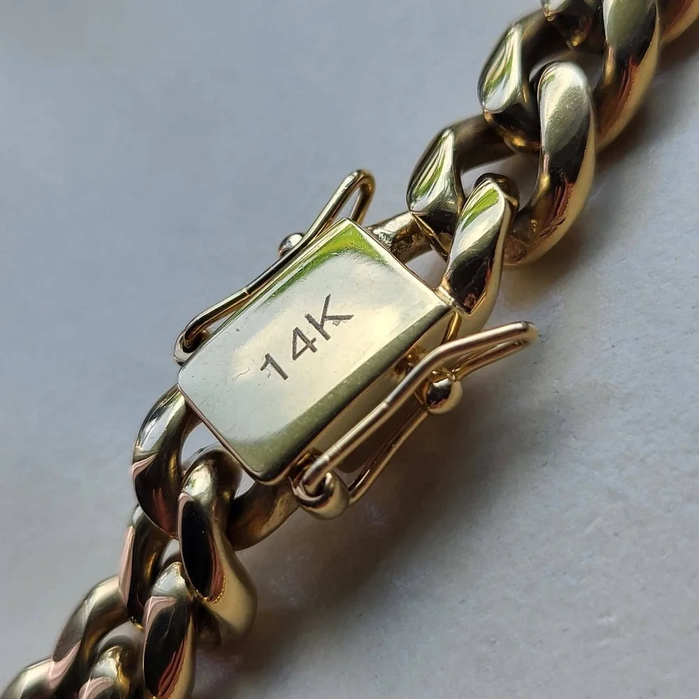 14K Gold Plated Stainless Steel Cuban Link Necklace 10mm Gold Chain